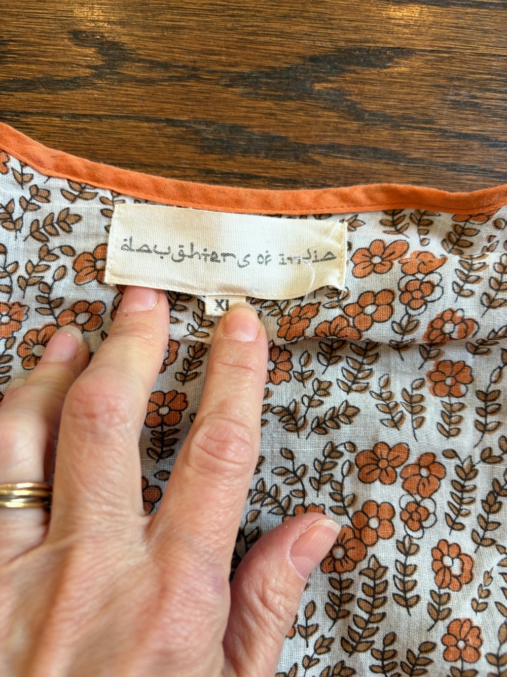 Daughters of India Apricot and Cream Floral Mini Dress - Picture 2 of 5